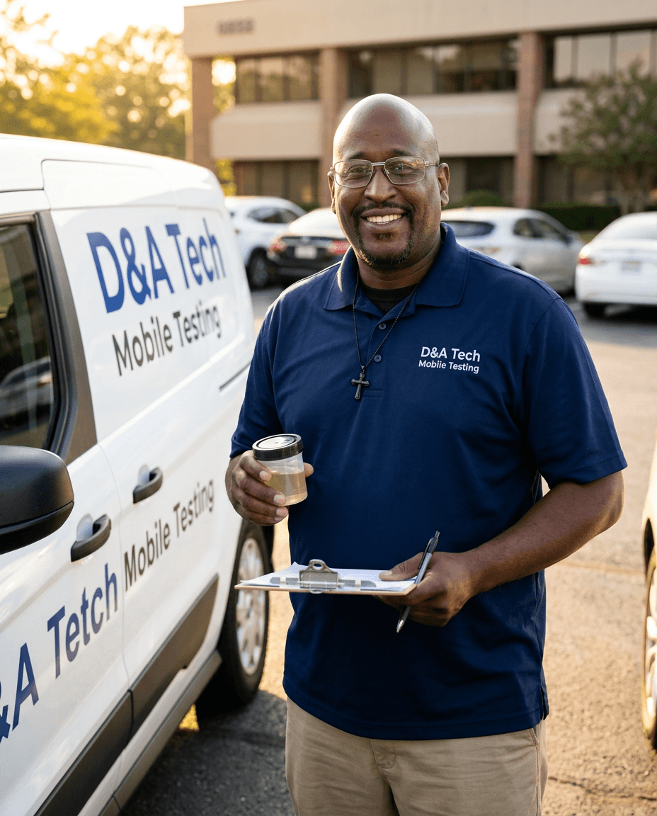 DTSC mobile tester with clipboard ready for on-site visit