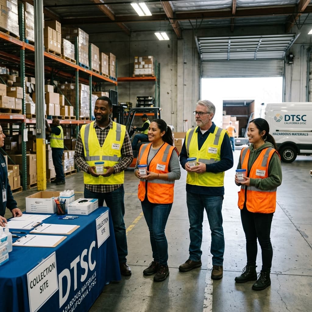 Mobile drug testing at a warehouse facility