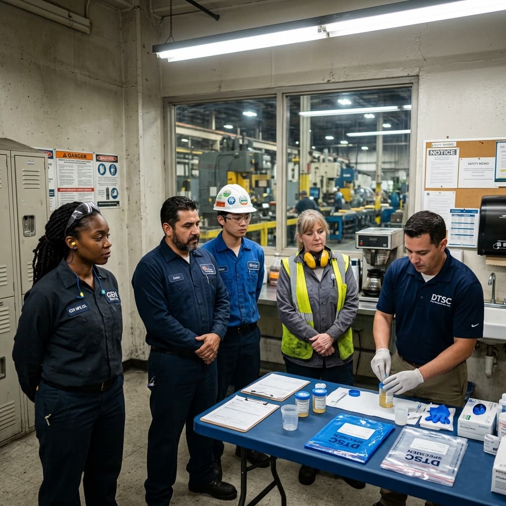 Drug testing at a manufacturing facility